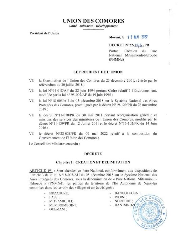 Cinq parcs nationaux officiellement créés cette semaine